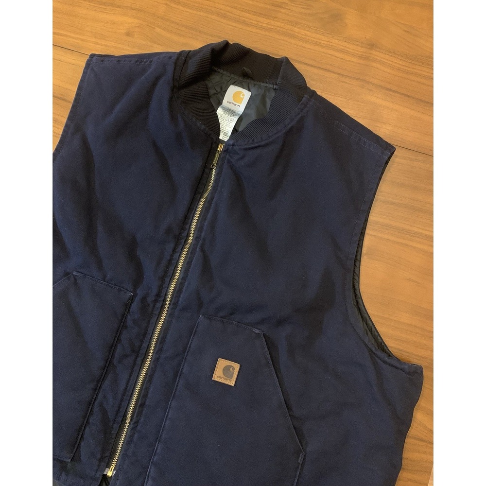 Vintage Carhartt Vest V02 Arctic Quilt-Lined Duck Canvas Mens 4XL Blue USA Made